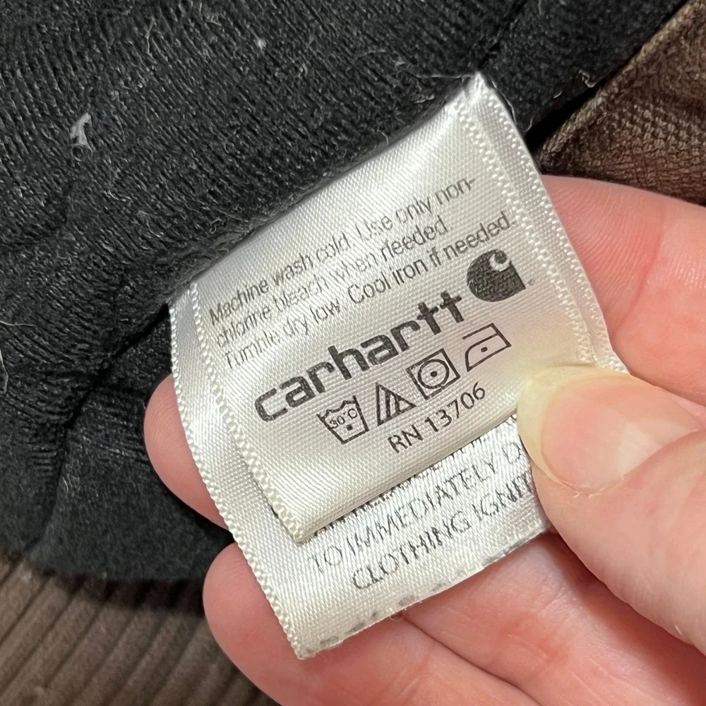 Carhartt Boys Small 8/10 Brown Canvas Hooded Utility Jacket Distressed Faded